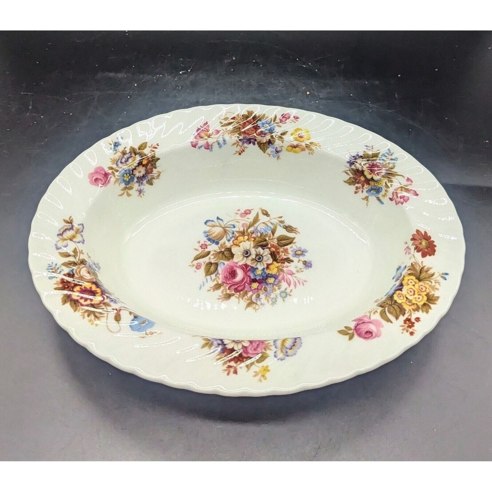 Vintage Aynsley‎ Summertime Bone China Oval Vegetable Serving Bowl 10.75"